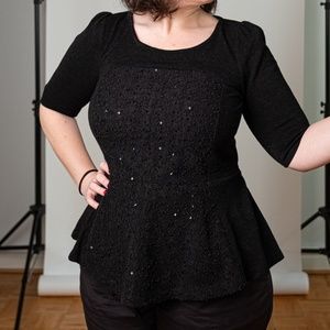 Anthropologie Deletta Knit Peplum Top NWT Size 12